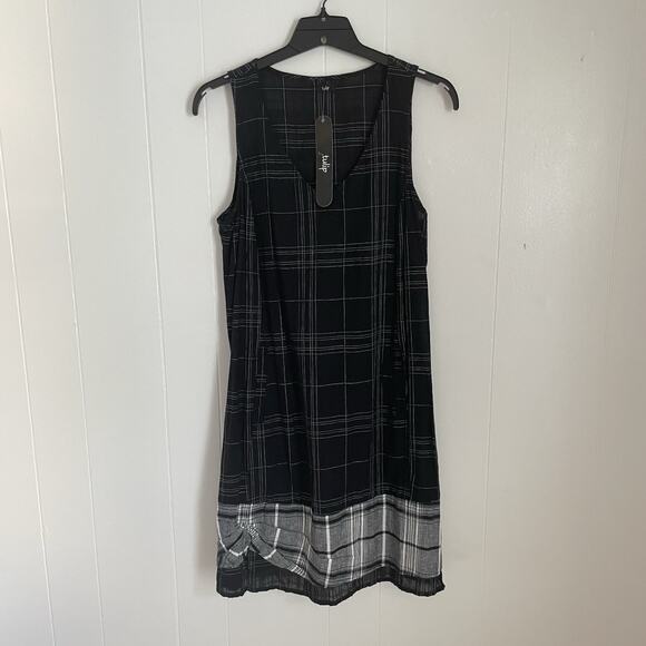 Tulip Dresses & Skirts - Tulip Clothing Black Plaid Sleeveless Dress M NWT Cotton Crinkle Hem Lagenlook